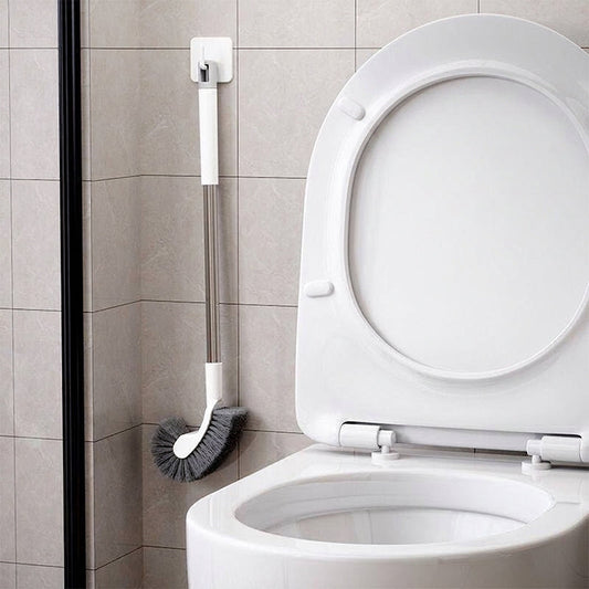 Brosse de toilettes à long manche et à tête incurvée