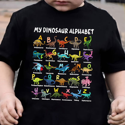 T-shirt graphique alphabet dinosaure pour enfants
